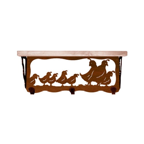 Quail Family 20 Inch Pine Hook Shelf