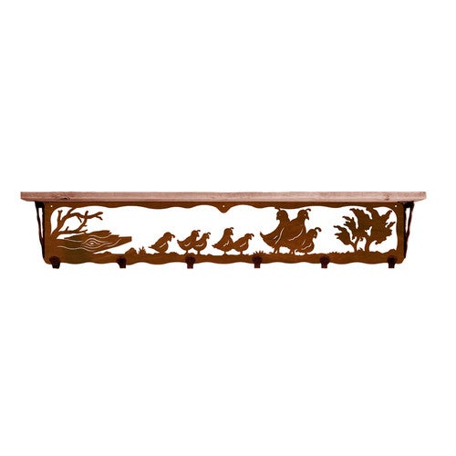 Quail Family 42 Inch Pine Hook Shelf