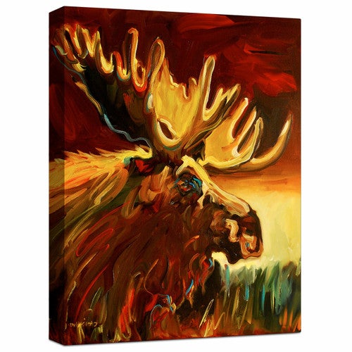Sunset Moose Image Wrapped Canvas