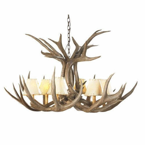 Mule Deer Antler Single Tier Chandelier - 6 Light