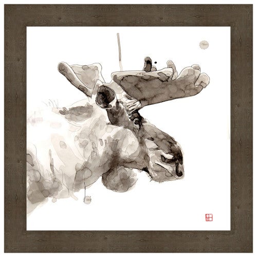 Watercolor Moose Framed Canvas