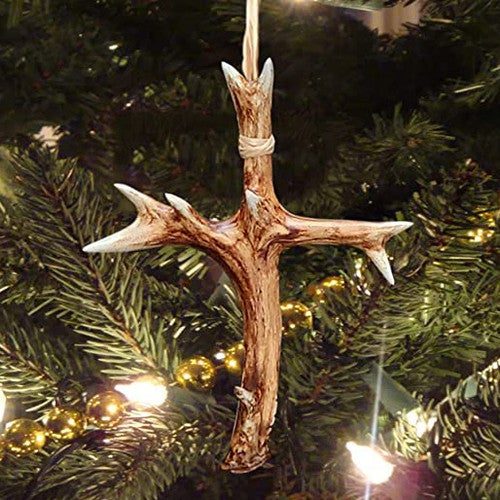 Resin Antler Cross Ornament