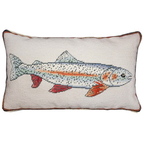 Rainbow Trout Needlepoint Pillow