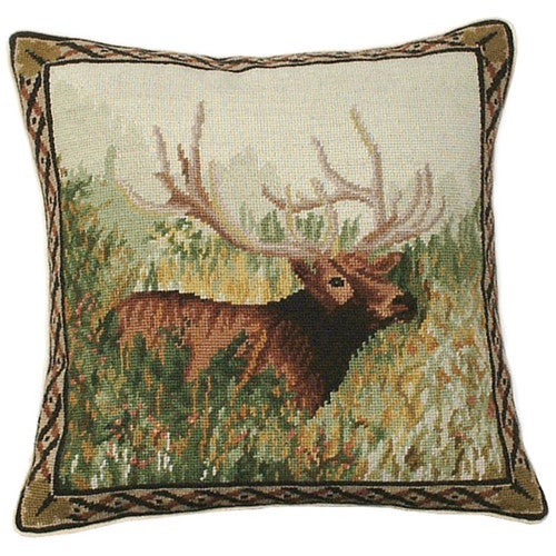 Elk Meadow Needlepoint Pillow