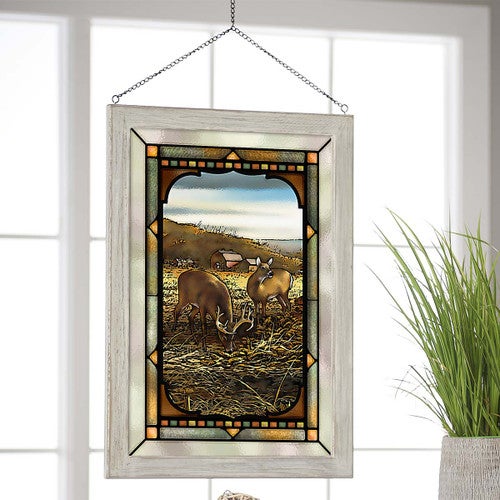 Dinnertime Deer Stained Glass Art