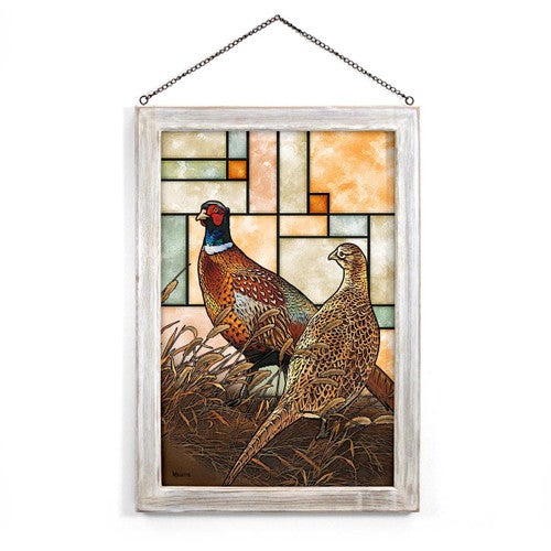 Fall Pheasants Stained Glass Art