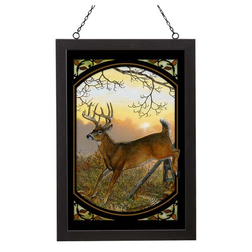 Deer at Sunset Stained Glass Art