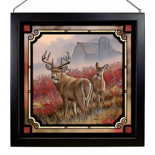 Deer in the Mist Stained Glass Art