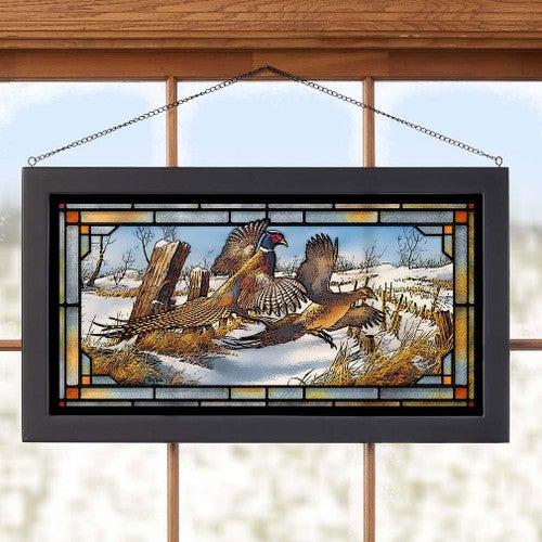 Pheasant Pair Stained Glass Art