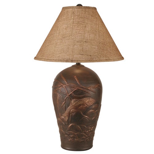 Burnished Copper Trout Table Lamp