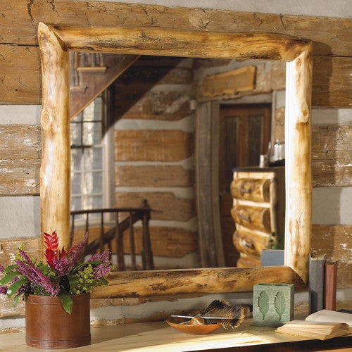 Elk Antler Aspen Log Mirror