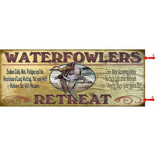 Waterfowlers Retreat Duck Sign - 14 x 36