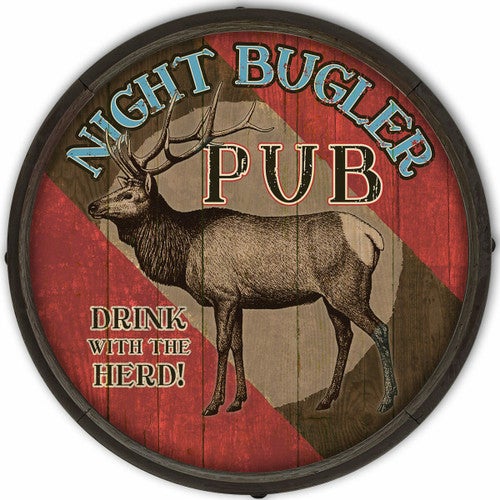Night Bugler Personalized Round Wood Sign