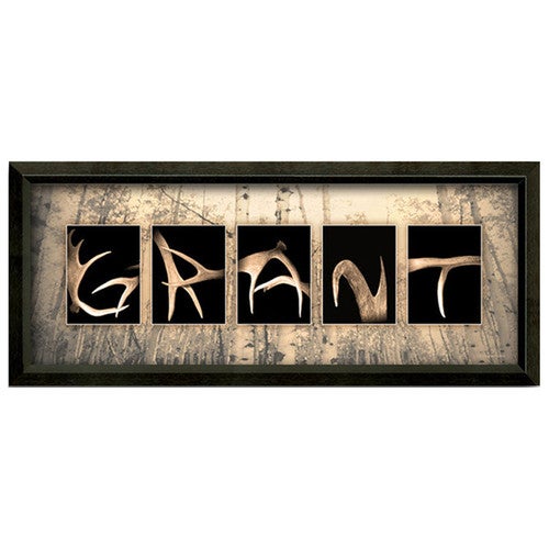 Personalized Antler Name Wall Art - Framed Canvas