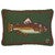 Brown Trout on Green Hooked Wool Rectangle Pillow