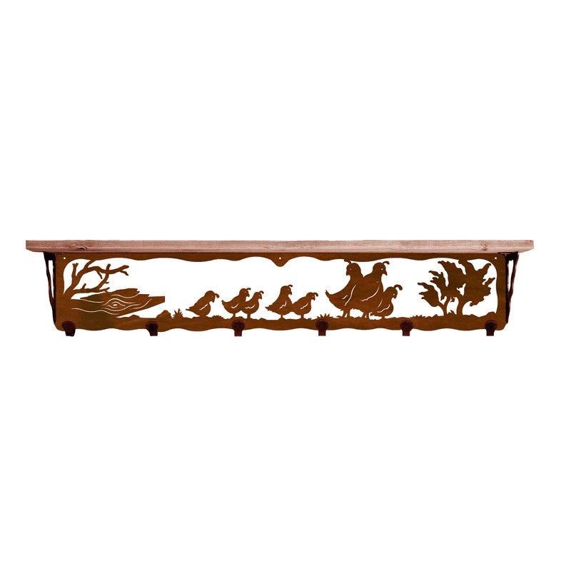 Quail Family 42 Inch Pine Hook Shelf
