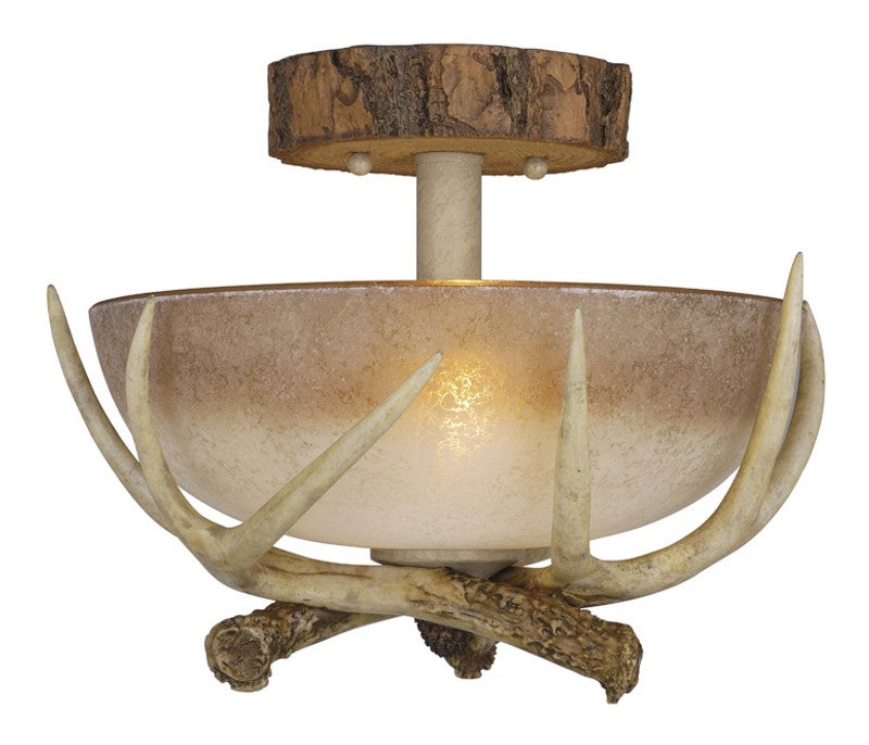 Rustic Antler Semi Flush Ceiling Light - 12 Inch